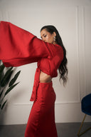 COORDINATO IN RASO ROSSO