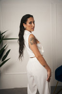 TAILLEUR GILET CON LACCI BIANCO