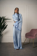 COORDINATO IN RASO AZZURRO