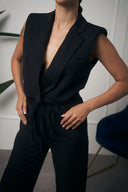 TAILLEUR NERO GILET CON SPALLE IMBOTTITE