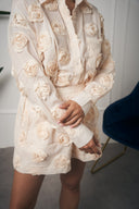 COORDINATO CAMICIA CON ROSE BEIGE