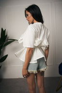 T-SHIRT VOLANT BIANCA