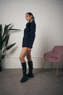 BLAZER BLU CON SPILLA A FIORE