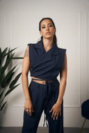 TAILLEUR GILET CON LACCI BLU