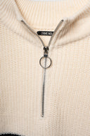 MAGLIONE  DECORO AVORIO CHIARO ZIP