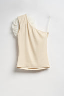 TOP MONOSPALLA FIORE BEIGE