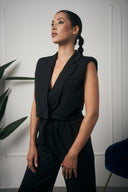 TAILLEUR NERO GILET CON SPALLE IMBOTTITE