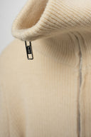 MAGLIONE BEIGE ZIP A RIGHE NERE