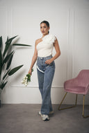 TOP MONOSPALLA FIORE BIANCO