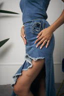 COORDINATO DENIM TOP E GONNA