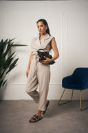 TAILLEUR GILET CON LACCI BEIGE