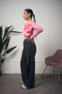 MAGLIA MANICA LUNGA FIORE ROSA