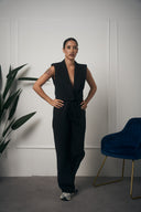 TAILLEUR NERO GILET CON SPALLE IMBOTTITE