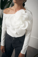 MAGLIA MANICA LUNGA FIORE BIANCA
