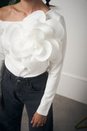 MAGLIA MANICA LUNGA FIORE BIANCA
