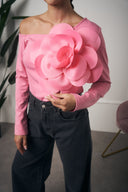 MAGLIA MANICA LUNGA FIORE ROSA