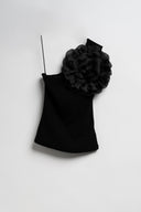 TOP MONOSPALLA FIORE NERO