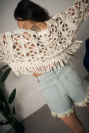 PANTALONCINO JEANS CON FRANGE