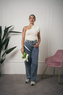TOP MONOSPALLA FIORE BIANCO