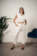 TAILLEUR GILET CON LACCI BIANCO