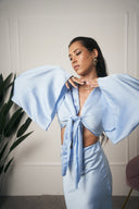 COORDINATO IN RASO AZZURRO