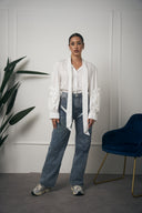 CAMICIA BIANCA MANICA FIORE