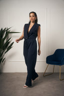 TAILLEUR BLU GILET CON SPALLE IMBOTTITE