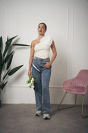 TOP MONOSPALLA FIORE BIANCO