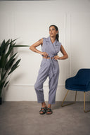 TAILLEUR GILET CON LACCI CELESTE