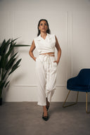 TAILLEUR GILET CON LACCI BIANCO
