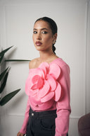MAGLIA MANICA LUNGA FIORE ROSA