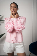 CAMICIA ROSA MANICA FIORE