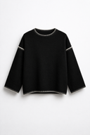MAGLIONE NERO DECORO BIANCO
